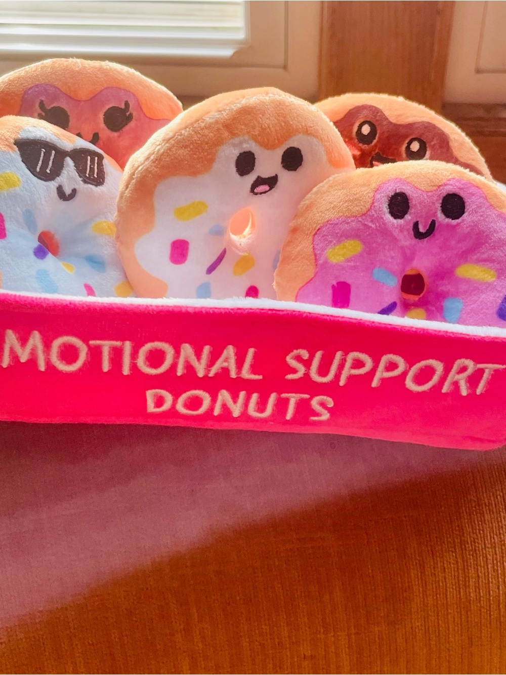 Emotional Support Donuts Plush Set - Pink 5-Pack with Basket Relatable NWT
